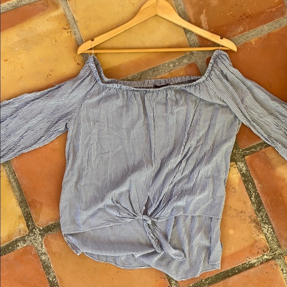 Off shoulder striped top